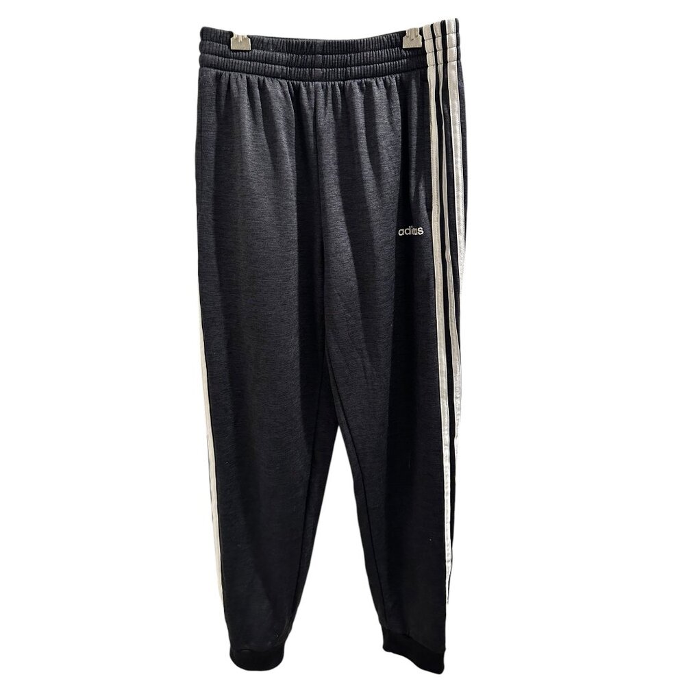 🍒 2/$20 🍒 Adidas Black/White Jogger Pants, Fleece Lining & Striped Sides sz L